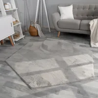 TT Home Wohnzimmer Teppich Hochflor Langflor Kunstfell Weich Modern Unifarben Flauschig Größe 150x170 cm Sechseckig