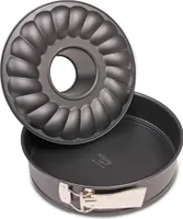 Dr. Oetker Springform mit Flach- und Rohrboden Ø 24 cm, Kuchenform aus Stahl mit Antihaftbeschichtung, Backform aus veredeltem Schwarzblech