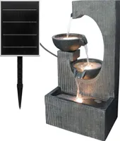 Dehner Gartenbrunnen Lorca, Solarbrunnen frostbeständig, Brunnen für Außen, mit LED Beleuchtung, ca. 81 x 45 x 32 cm, Polyresin, grau