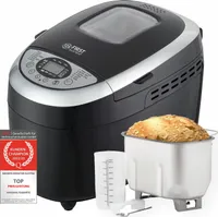 TZS First Austria Brotbackautomat, 700g-1000g-1250g Füllmenge Brot, 850W, 12 Programmen, Timer, Brotbackmaschine, Display, 2 Knethaken, 2 Brotgrößen, Schwarz