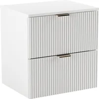 WENA Skříňka pod umyvadlo 60 cm, žebrovaná čela, kovové úchytky ve zlaté barvě (barva: bílá)