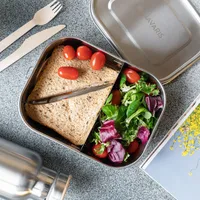 Navaris Brotdose Lunch Box Brotbox aus Edelstahl 1400 ml - Vesperdose Box Metall Behälter - auslaufsicher - spülmaschinenfest
