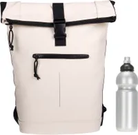 Rucksack Plane Kurierrucksack Time Bag Mart Roll-top Fahrradrucksack Freizeitrucksack Damen Mädchen 511135 05 Weiss + Flasche