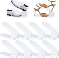JOIEYOU 30 Stück Einstellbare Schuhschlitze aus PP Anti-rutsch Schuhregale Höhenverstellbare Schuhstapler Platzsparend Schuhorganizer Set Haushalt Schuhaufbewahrung Doppelschicht Schuhhalter (Weiß)