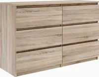 Krásná moderní komoda se 6 zásuvkami 120 cm, příborník, skříň: dub sonoma