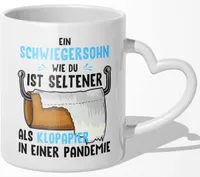 22Feels Schwiegersohn Geschenk Bräutigam Hochzeit Tasse Männer Herrentag Hochzeitstag Weihnachten Geburtstag Kaffeetasse Haferl (Herzhenkel Weiss)