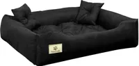Hunde- und Katzenbett mit Kissen Codura Hundekissen Hundekorb Haustierbett Waschbar Wasserdichtes Material (Innenmaße: 80x60cm/ Außenmaße: 100x75cm) schwarz