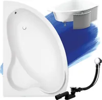 BADLAND Eckbadewanne Badewanne Ada LINKS 140x90 mit Ablaufgarnitur, Füßen und Styroporverkleidung GRATIS