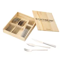 ECHTWERK EW-SB-0565 Steakbesteck Set SARRE 18 tlg., Edelstahl 18/10 poliert, inkl. Fischmesser und Holzkassette