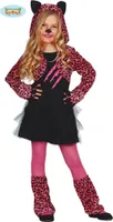 leopard Kleid Mädchen Polyester rosa Größe 7-9 Jahre