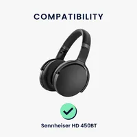 kwmobile 2x Ohrpolster kompatibel mit Sennheiser HD450BT / HD350BT Polster - Kopfhörer Polster aus Kunstleder für Over Ear Headphones