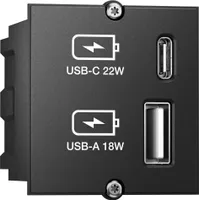 BACHMANN Custom Modul USB Charger Typ A & C 22W, Quickcharge, schwarz
