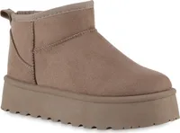 VAN HILL Damen Warm Gefüttert Winter Boots Stiefeletten Profil-Sohle Schuhe 841506, Farbe: Khaki, Größe: 39