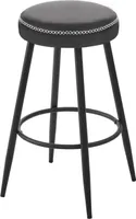 EUGAD 1xBarhocker, mit Fußstütze, Vintage Kunstleder, Metallgestell, Anthrazit