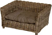 KRINES HOME Hundekorb / Hundebett aus Natur Rattan mit Kissen / Großer Korb für Hunde (Größe L)
