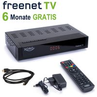 Xoro HRT 8730 DVB-T2 Receiver (6 Monate FREENET TV) + HDMI Kabel, HDTV, PVR Ready, USB Mediaplayer, HEVC/H.265, zusätzlicher DVB-C Tuner (Kabel TV)