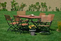 Merxx 7ks zahradní nábytek Schlossgarten - 6 křesel, 1 stůl - barva: přírodní - rozměry: křeslo: 60 x 57 x 85 cm stůl: 100/150 x 90 x 74 cm; 6x 24241-217 + 1x 24247-217