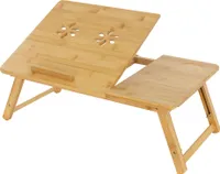 ML-Design Laptoptisch für Bett/Sofa, Braun, aus Bambusolz, höhenverstellbar& klappbare, 4 Neigungswinkel, für Lesen & Frühstück, Laptopständer mit Lüftungslöchern & Schublade, Notebooktisch Betttisch Knietisch