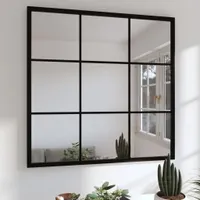 The Living Store Wandspiegel Schwarz 60x60 cm Metall