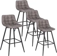 WOLTU 4er-Set Barhocker Designer Barstuhl Hocker Tresenhocker Bistrohocker mit Fußstütze Kunstleder Metall Dunkelgrau