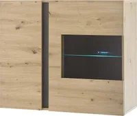 Hängevitrine Clair - Artisan Eiche mit Glasbodenbeleuchtung