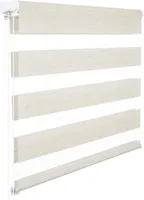 WOLTU Doppelrollo Zebrarollo Klemmfix ohne Bohren Holzlook Buche 100x150cm (BxH)