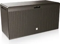 CASARIA® Gartenbox Auflagenbox abschließbar Braun 290L UV-beständig Haltegriffe Rollen Verschlussvorrichtung Balkon Garten Kissenbox Aufbewahrungsbox 114x47cm Wetterfest Korbgeflecht