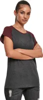 Urban Classics Female Shirt Ladies Contrast Raglan Tee Charcoal/Redwine-L
