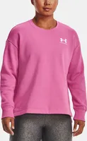 Under Armour Rival Fleece Oversize Crew - 659 pink edge, Veľkosť:S