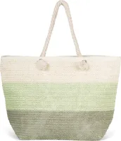 styleBREAKER Damen Papierstroh Strandtasche mit 3-Farbigem Streifen Muster, Flechttasche Reißverschluss, Schultertasche 02012406