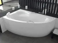 BADLAND Eckbadewanne Badewanne Natalia Premium LINKS 150x100 mit Acrylschürze, Handgriffen, Kopfstütze, Füßen und Ablaufgarnitur GRATIS