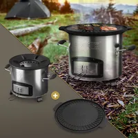 Súprava BBQ#BOSS s raketovou rúrou Ø26 cm, s liatinovou grilovacou doskou