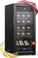 WIE Weinkühlschrank für 18 Flaschen 53 Liter Getränkekühlschrank mit Anti-UV Glastür, LED Touchpannel 5-18°C