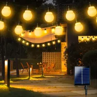 Solar Lichterkette Aussen, 10M 20 LED Glühbirnen Solarlichterkette Außen Wetterfest, 8 Modi Solar Lichterkette Outdoor für Balkon, Garten, Terrasse