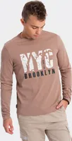 Ombre Clothing Pánske tričko s dlhým rukávom Lhoris svetlo hnedá M