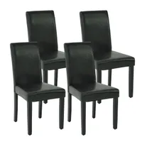 4er-Set Esszimmerstuhl HWC-J99, Küchenstuhl Stuhl Polsterstuhl, Holz Kunstleder  schwarz, schwarze Beine