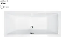 Badewanne QUADRO SLIM 180x80 mit Füßen , mit Siphon (ohne Schürze)