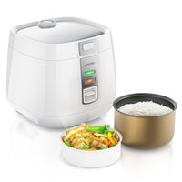 Elektrický varič ryže Arendo s ochranou proti prehriatiu a vložkou na varenie v pare, MAKI 1,4 litra, funkcia Keep Warm, 540 W, biely