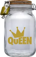 Spardose Geld Geschenk Ideen Queen Design2 Transparent Größe XL 2 Liter