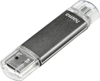 Hama Laeta Twin 16GB, USB 2.0, USB 2.0, Type-A, Kappe, Grau, Metall, Kunststoff