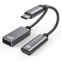 INF USB-C samec na USB samice + USB-C PD nabíjecí zásuvka a OTG adaptér USB 2.0