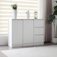 okwish kuchyňská skříň komoda se spoustou úložného prostoru, nastavitelný regál - 120×35×90 cm, bílá