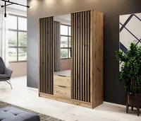 Kleiderschrank "Nelly" Drehtürenschrank Artisan Eiche schwarz Breite 155cm
