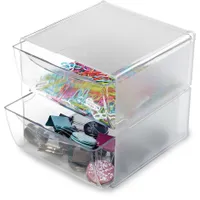 deflecto organizační box Cube 2 zásuvky křišťálově čirý z polystyrenu