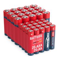 ANSMANN Batterie Set Alkaline 20x AA Mignon LR6 + 20x AAA Micro LR03 Vorratspack