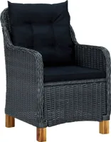 vidaXL Gartenstühle mit Kissen 2 Stk. Poly Rattan Dunkelgrau