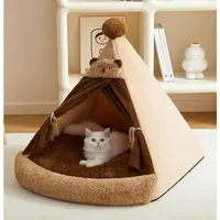 Katzenbetten, Faltbare Katzenbett, Katzenbetthöhle, Haustierbett, Rutschfest Tierbett, Hundezelt, Hundebett, waschbar, Braun, für Katzen und Hunde
