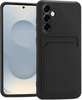 Etui na telefon komórkowy Samsung Galaxy S25+ silikonowe etui ochronne z kieszenią na kartę Slim Wallet Case, czarne