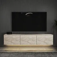Skye Decor, Neon Illuminated - Travertine, Travertin, Fernsehtisch, 160 x 35 x 32 cm, 100 % MELAMINBESCHICHTETE SPANPLATTEN