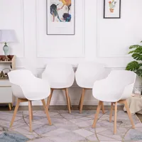 HJ_WeDoo 4er Skandinavisch Wohnzimmerstuhl Modern Esszimmerstühle, Retro Design Stuhl für Büro Lounge Küche, Weiß
